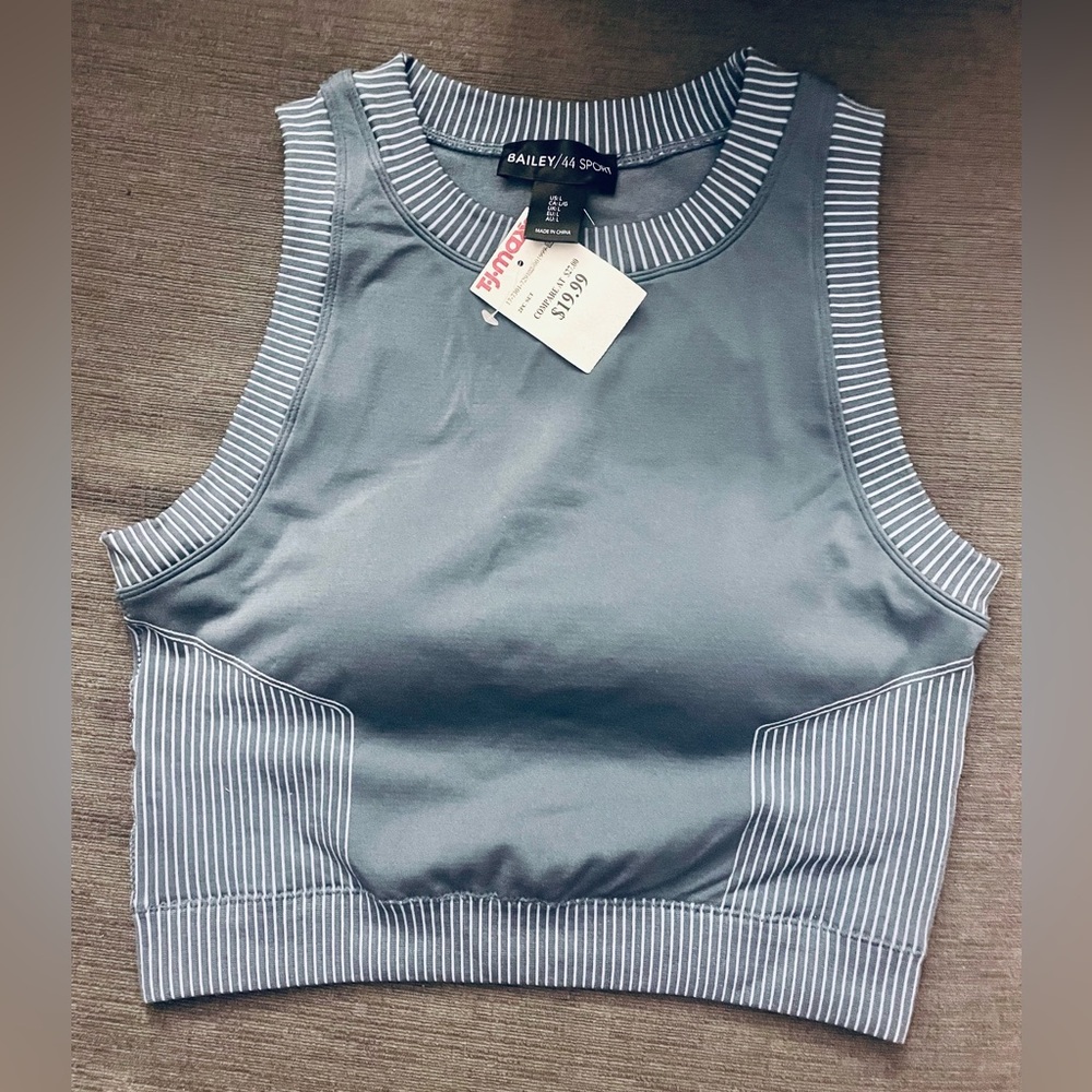 NWT - Bailey 44 brand Women's Blue Striped Sports Top, Size Large